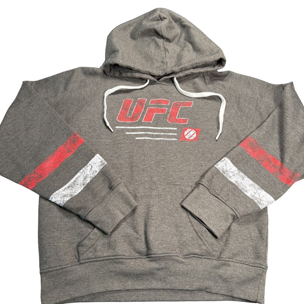 UFC Sweatshirt Men's XL Gray Hooded Pockets Graphic Print